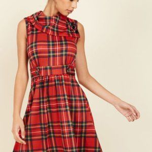ModCloth Yellow Star Plaid Dress